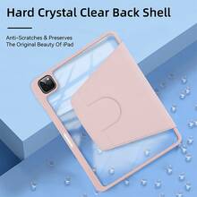 360° 旋转亚克力透明外壳带铅笔槽支架兼容 iPad Air 5 4 10.9 Pro 11 10 9 8 7 代 10.2 英寸 Mini 6 保护套外壳 - 粉色 - 查看 6