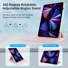 360° 旋转亚克力透明外壳带铅笔槽支架兼容 iPad Air 5 4 10.9 Pro 11 10 9 8 7 代 10.2 英寸 Mini 6 保护套外壳 - 粉色 - 查看 3