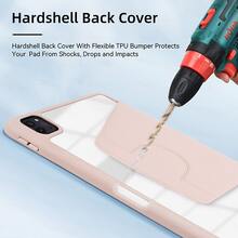 360° 旋转亚克力透明外壳带铅笔槽支架兼容 iPad Air 5 4 10.9 Pro 11 10 9 8 7 代 10.2 英寸 Mini 6 保护套外壳 - 粉色 - 查看 5
