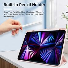 360° 旋转亚克力透明外壳带铅笔槽支架兼容 iPad Air 5 4 10.9 Pro 11 10 9 8 7 代 10.2 英寸 Mini 6 保护套外壳 - 粉色 - 查看 4