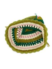 波西米亞風格1入組女士彩色條紋拼花流蘇手工編織Y2K時尚漏花漏織漏斗帽，適用於日常使用 - 彩色 - 查看 4