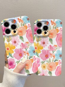 Flower Phone Case Summer Floral Phone Case Waterproof Shockproof Anti-Fall Scratch Resistant - White - View 2