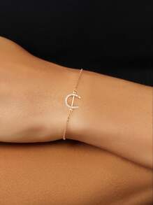 ESBERRY 1件优雅马蹄形手链，S925纯银，情人节送给女性的精美珠宝礼物 - 玫瑰金 - 查看 2