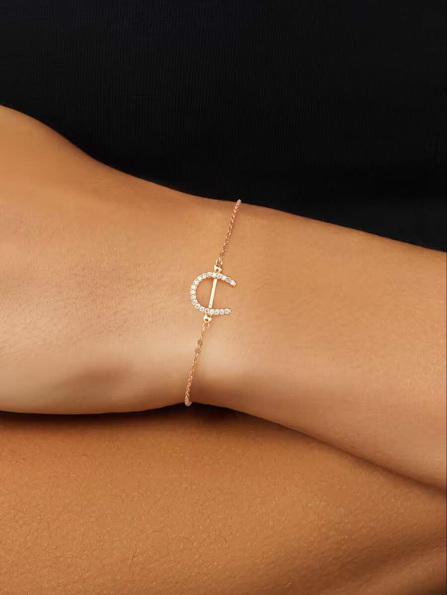 ESBERRY 1件优雅马蹄形手链，S925纯银，情人节送给女性的精美珠宝礼物