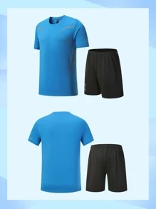 Men's Blue Running Clothing Set Ronaldo - Blue - View 4