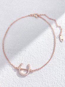 ESBERRY 1件优雅马蹄形手链，S925纯银，情人节送给女性的精美珠宝礼物 - 玫瑰金 - 查看 7