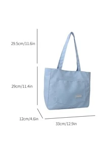 Brief Gedruckte Einfache Stil Frauen Shopper Tasche - Blau - Übersicht 5