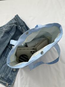 Brief Gedruckte Einfache Stil Frauen Shopper Tasche - Blau - Übersicht 8