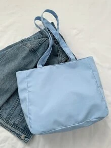 Brief Gedruckte Einfache Stil Frauen Shopper Tasche - Blau - Übersicht 7