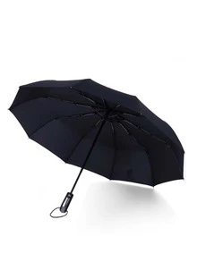 10-rib Reinforced Fiberglass Umbrella Frame, Ergonomic Handle, Auto Open & Close, Black - Black - View 4