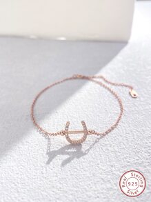 ESBERRY 1件优雅马蹄形手链，S925纯银，情人节送给女性的精美珠宝礼物 - 玫瑰金 - 查看 6