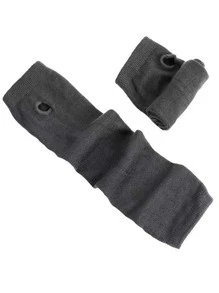 1 双条纹图案露指手套，带长臂袖，礼品防寒手套