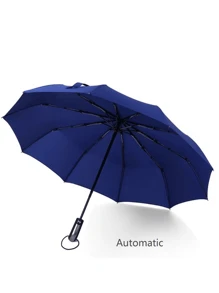 10-rib Fiberglass Reinforced Automatic Open & Close Umbrella With Ergonomic Handle, Blue - 寶藍色 - 查看 4