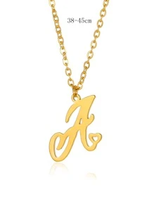 1Pc Stainless Steel Heart Shaped Pendant With 26 English Letters Design, Personalized Name Necklace For Couples On Birthday Initial Necklace