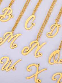 1Pc Stainless Steel Heart Shaped Pendant With 26 English Letters Design, Personalized Name Necklace For Couples On Birthday Initial Necklace