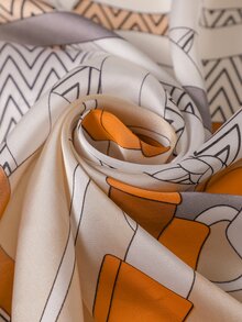 1入款女士印花仿真絲時尚小方巾,適用於春夏日常穿搭 - 彩色 - 查看 3