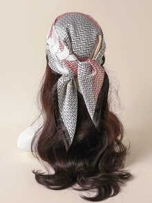 1個女士印花仿真絲時尚小圍巾,適用於日常搭配,春夏季 - 彩色 - 查看 2