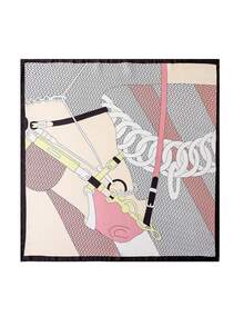 1個女士印花仿真絲時尚小圍巾,適用於日常搭配,春夏季 - 彩色 - 查看 4