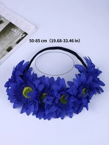 1 件装 欧美风格夏威夷时尚海滩派对头带 带仿真花 女士 - 寶藍色 - 查看 5