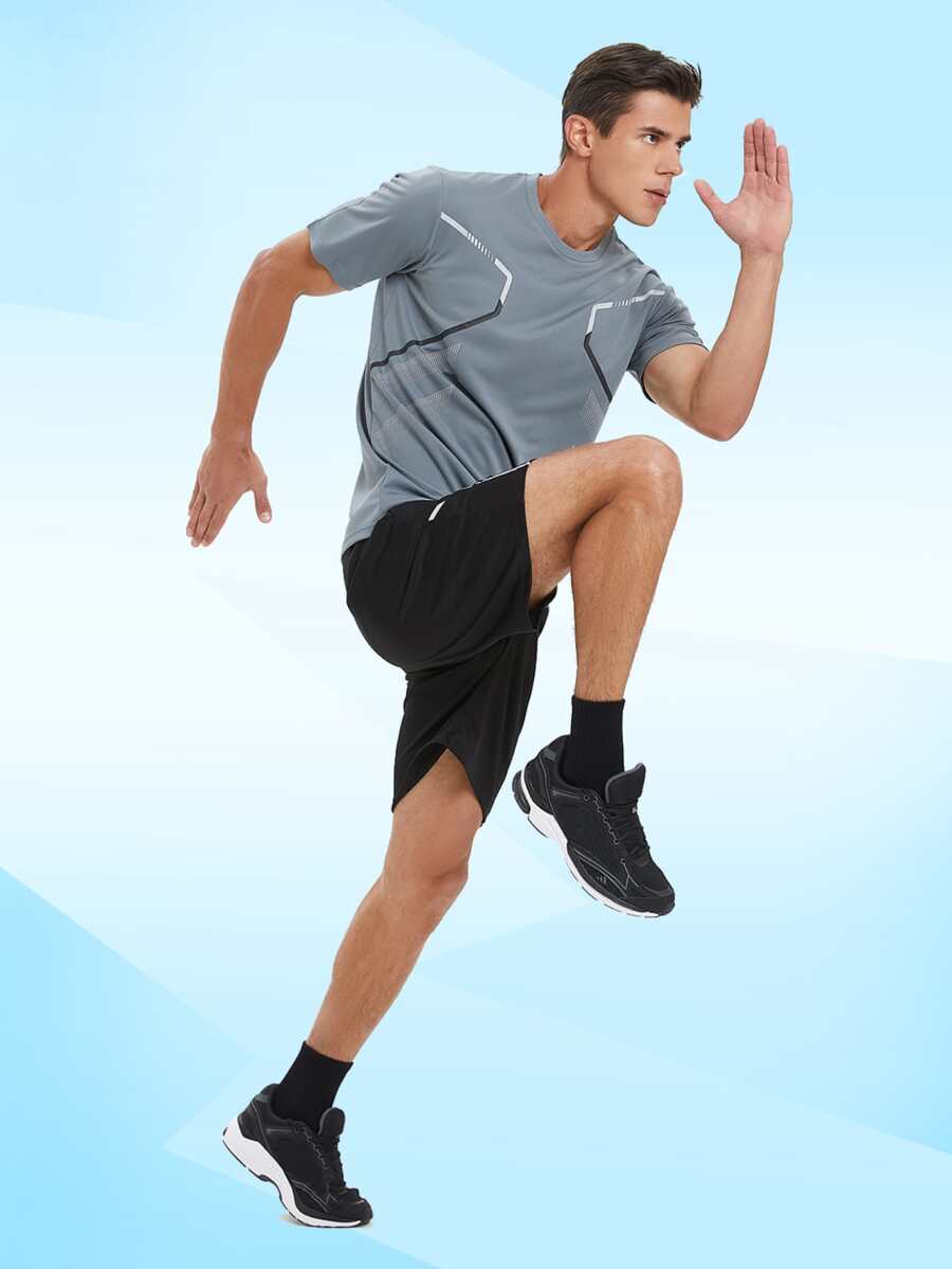 ODMYONO 1 set Conjunto de jersey de fútbol deportivo de exterior con parte superior de cuello redondo y pantalones cortos de tela transpirable para hombres - Gris - Ver 1