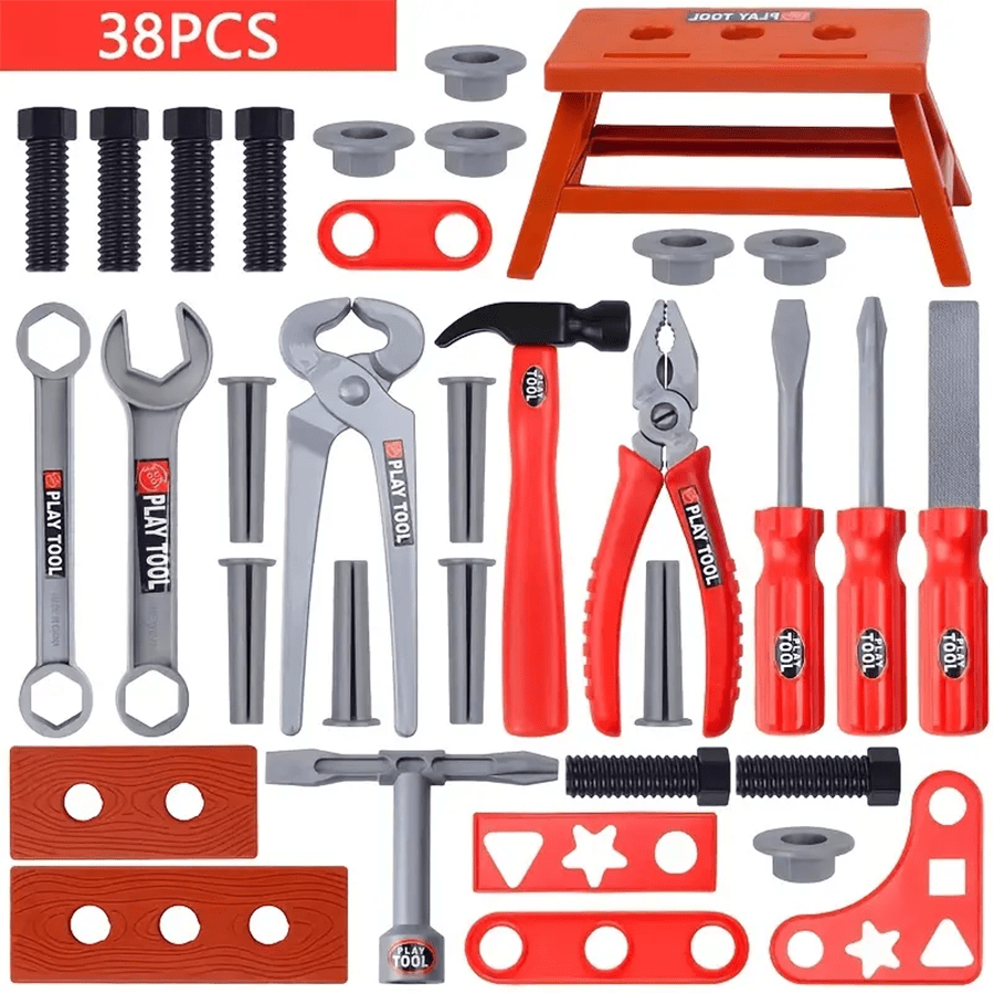 38pcs/set Children's Simulation Repair Tool Toys - Perfect Educational Building Toy Set For Boys And Girls Aged 3 And Above, Including Hammer And Screwdriver!