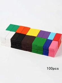 100入組木製彩色多米諾骨牌套裝,帶收納盒,適用於多人桌上遊戲 - 彩色 - 查看 3