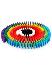 100入組木製彩色多米諾骨牌套裝,帶收納盒,適用於多人桌上遊戲 - 彩色 - 查看 1