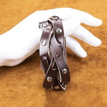 新款復古手工皮革手鍊,尺寸可調,簡約時尚,男女適用,日常佩戴