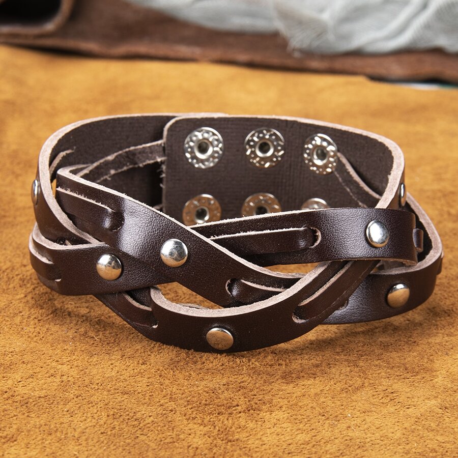 新款復古手工皮革手鍊,尺寸可調,簡約時尚,男女適用,日常佩戴