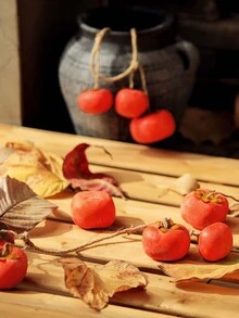 1 String Of Artificial Persimmon, 72cm Long, With 8 Fruits, EVA  Material, High Oxidation Resistance And Corrosion Resistance Toughness - Used For Diy Flower Wall, Party, Wedding, Home Decoration, Scene Decoration - Orange - View 6