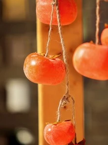 1 String Of Artificial Persimmon, 72cm Long, With 8 Fruits, EVA  Material, High Oxidation Resistance And Corrosion Resistance Toughness - Used For Diy Flower Wall, Party, Wedding, Home Decoration, Scene Decoration - Orange - View 2