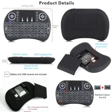 Mini teclado inalámbrico Control remoto Touchpad Mouse Combo Controller con retroiluminación RGB para Smart TV Android TV Box PC IPTTV 2.4GHz - Negro - Ver 2