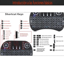 Mini teclado inalámbrico Control remoto Touchpad Mouse Combo Controller con retroiluminación RGB para Smart TV Android TV Box PC IPTTV 2.4GHz - Negro - Ver 4