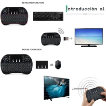 Mini teclado inalámbrico Control remoto Touchpad Mouse Combo Controller con retroiluminación RGB para Smart TV Android TV Box PC IPTTV 2.4GHz - Negro - Ver 7