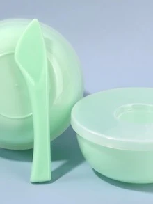 2入組/套多色pp材料面膜碗套裝,配有小型diy面膜刮棒,面膜混合工具套裝 - 綠色 - 查看 3