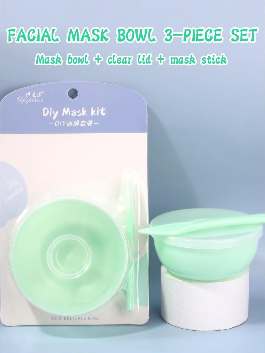 2入組/套多色pp材料面膜碗套裝,配有小型diy面膜刮棒,面膜混合工具套裝 - 綠色 - 查看 1