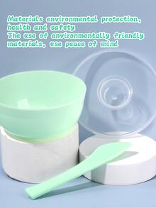 2入組/套多色pp材料面膜碗套裝,配有小型diy面膜刮棒,面膜混合工具套裝 - 綠色 - 查看 2