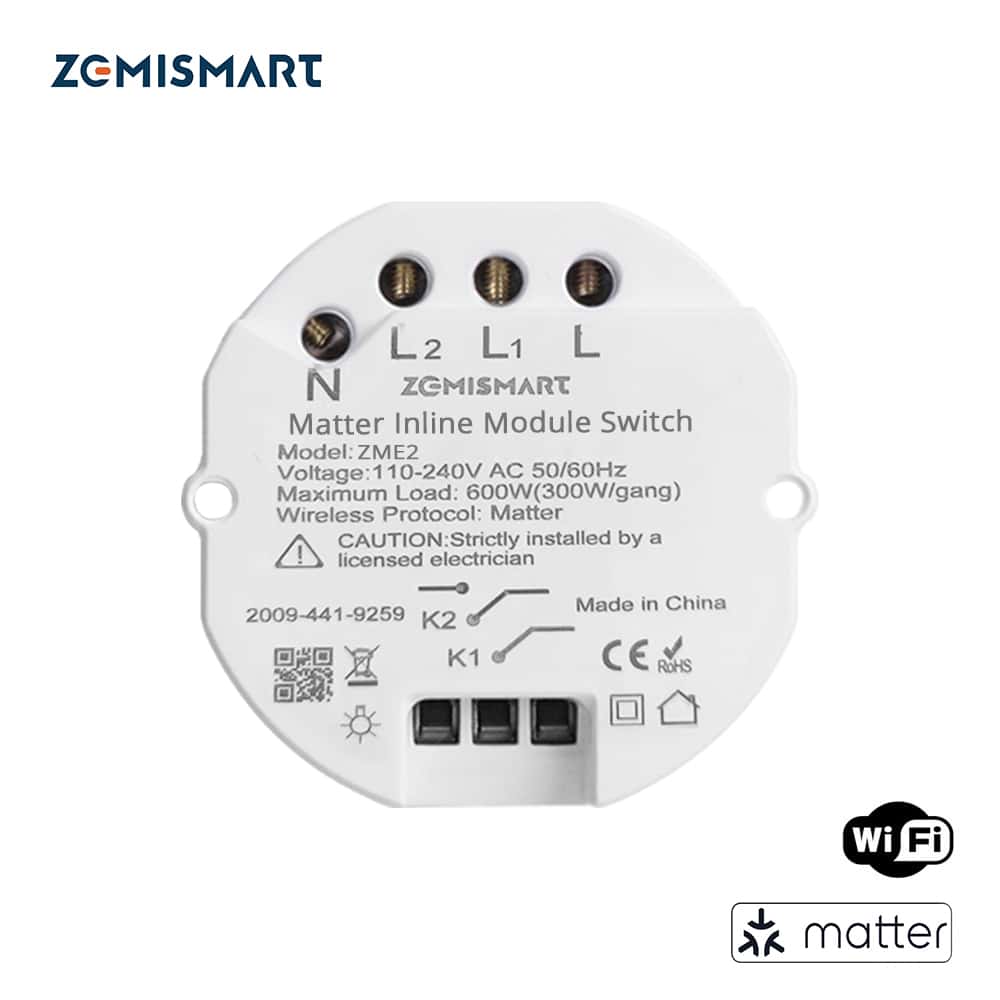 1Pc Zemismart Matter over WiFi Smart Light Switch DIY Breaker Module Homekit SmartThings Remote Control 2 Way - White - View 1