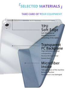 Ốp bảo vệ Ipad One TPU có ngăn đựng bút và nhiều chế độ đứng, hỗ trợ chức năng đánh thức và ngủ để tiết kiệm điện, tương thích với các mẫu Apple - Màu xanh bụi bặm - Xem 3