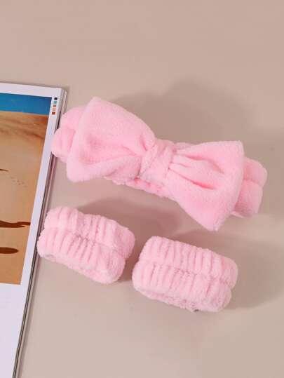 1 set/3 pièces Bandeau de lavage du visage et des cheveux en peluche, bandes absorbantes amicales pour la peau, bandeau de soins de la peau, beauté, produits de soins de la peau, spa, soins personnels, outils de soins de la peau, soins du visage, fournitures d'esthéticienne, peau, nettoyage du visage, soins du visage