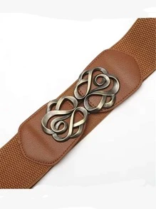Thắt lưng thun boho họa tiết hoa hồng cổ điển dành cho nữ, khóa kép, dùng để mặc váy, áo khoác và mặc hàng ngày, dùng cho Halloween, mùa hè, mùa thu, mùa đông, Halloween - màu nâu - Xem 3