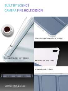 Ốp bảo vệ Ipad One TPU có ngăn đựng bút và nhiều chế độ đứng, hỗ trợ chức năng đánh thức và ngủ để tiết kiệm điện, tương thích với các mẫu Apple - Màu xanh bụi bặm - Xem 4