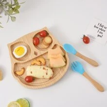 吸盤子,碗和勺子套裝-木頭餵養套裝適用於1-3老-矽膠吸盤式適用於高椅子防滑矽膠湯匙帶木不含雙酚A - 粉色 - 查看 5