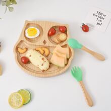 吸盤子,碗和勺子套裝-木頭餵養套裝適用於1-3老-矽膠吸盤式適用於高椅子防滑矽膠湯匙帶木不含雙酚A - 粉色 - 查看 4