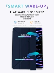 1入組帶筆槽TPU保護殼，多種支架模式，自動喚醒/休眠功能，節能，與蘋果產品兼容 - 寶藍色 - 查看 8