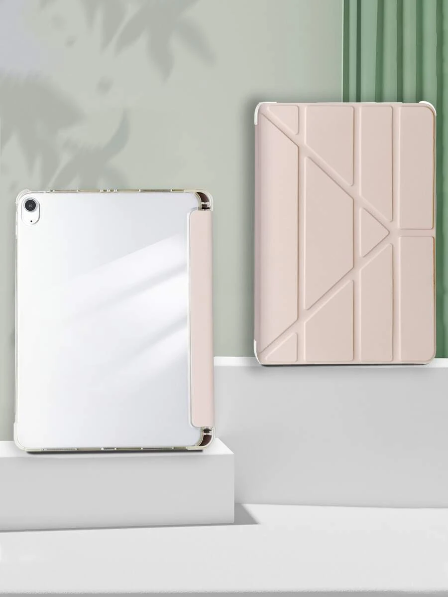 1入組 TPU 軟殼 Ipad 保護套，帶筆槽和多種支架模式，支持喚醒/睡眠功能和節能，兼容 Apple 型號 - 淺粉色 - 查看 1