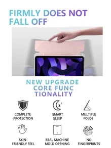 1入組 TPU 軟殼 Ipad 保護套，帶筆槽和多種支架模式，支持喚醒/睡眠功能和節能，兼容 Apple 型號 - 淺粉色 - 查看 7