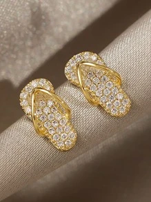 đôi Bông tai thiết kế kiểu xỏ ngón nhỏ và độc đáo tối giản - Vàng - Xem 5