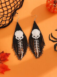 1 đôi Thủ công Kết cườm Sọ & Tua Dangle Hoa tai Như Halloween Qủa tặng Đối với phụ nữ - Nhiều màu - Xem 3