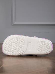 CIVHOM Guốc họa tiết buộc dây dành cho nữ, Guốc đi sân vườn hai chiều nhẹ, giày trượt đi biển mùa hè chống trượt - Màu tím - Xem 8